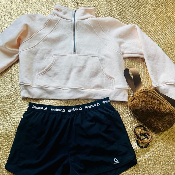 Reebok Tops - Cream Half-Zip Top and Reebok Black Shorts Bundle (3 pieces)